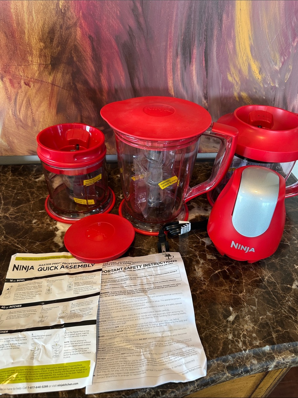 Ninja MASTER PREP PROFESSIONAL Red Blender Set with Pitchers and Accessories